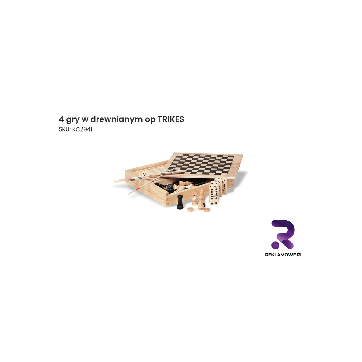 4 gry w drewnianym op TRIKES 4 gry w drewnianym opakowaniu TRIKES - zestaw gier dla dzieci