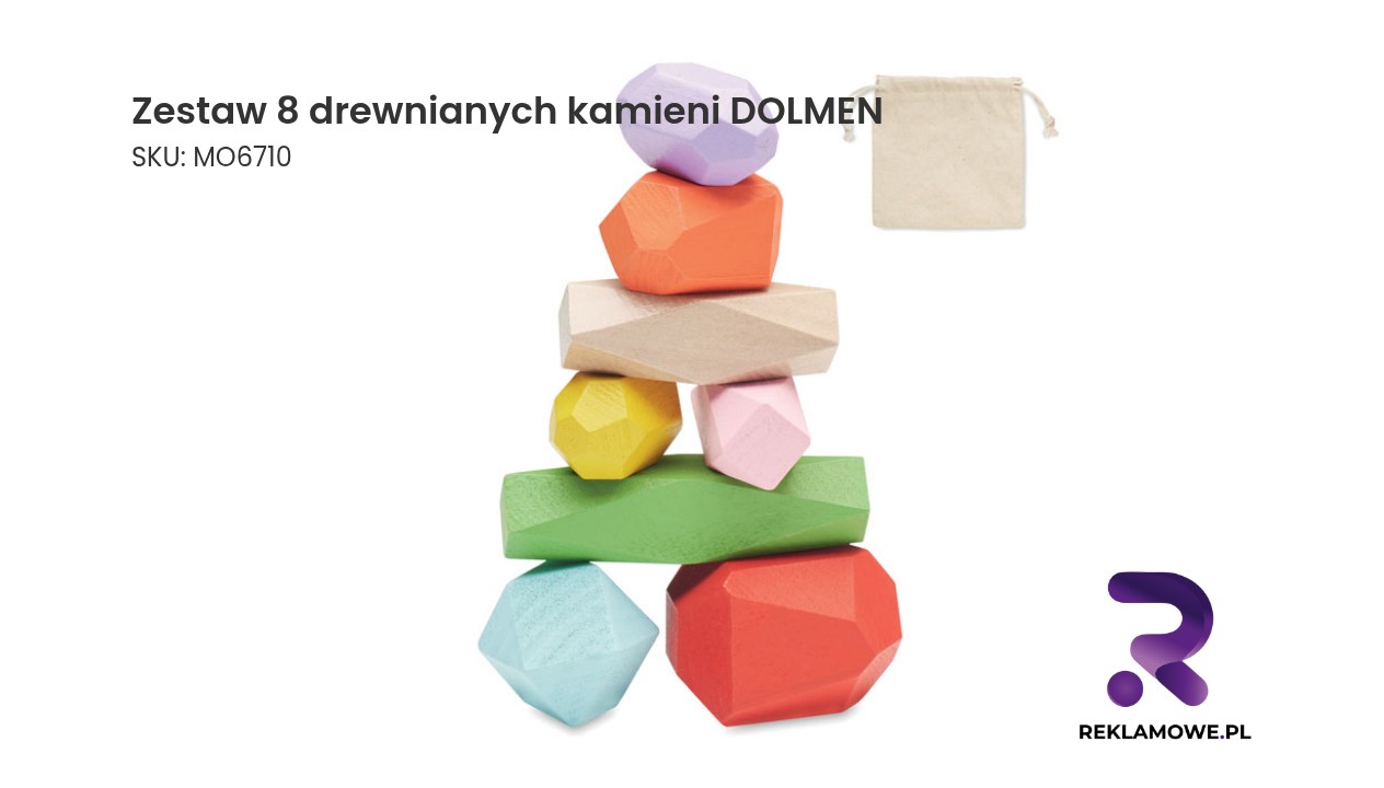 Zestaw ośmiu drewnianych kamieni do balansowania DOLMEN