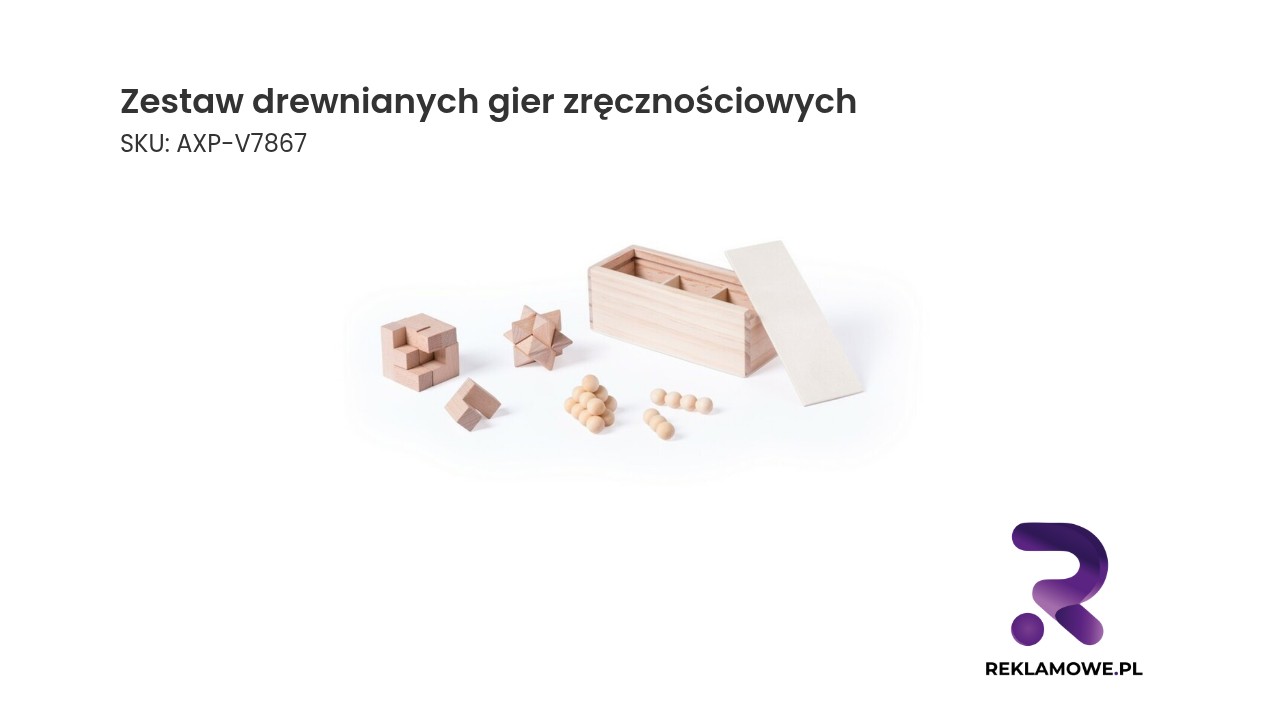 Zestaw drewnianych gier zręcznościowych w naturalnym kolorze