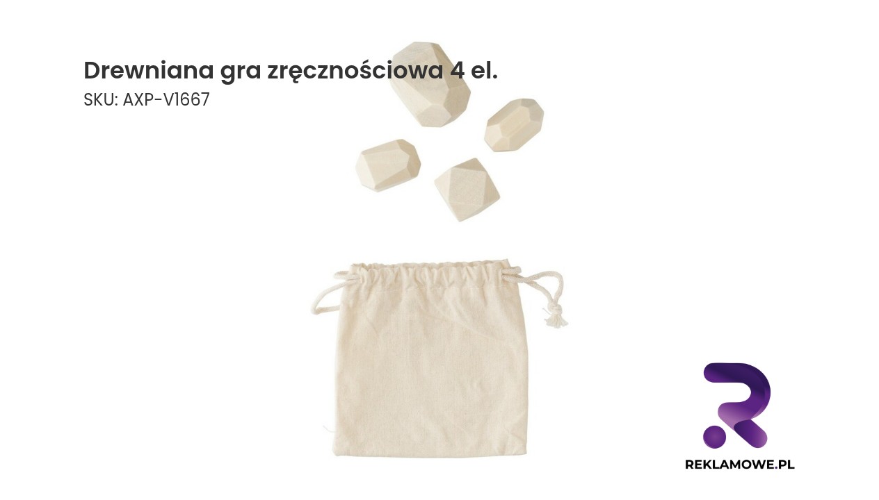 Drewniana gra zręcznościowa, 4 el. Drewniana gra zręcznościowa składająca się z 4 elementów