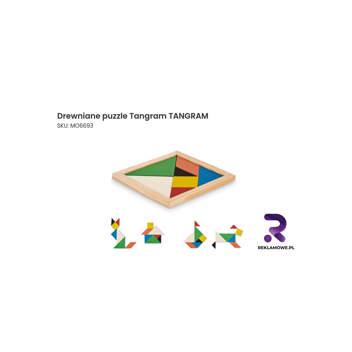 Drewniane puzzle Tangram TANGRAM - edukacyjna układanka logiczna dla dzieci