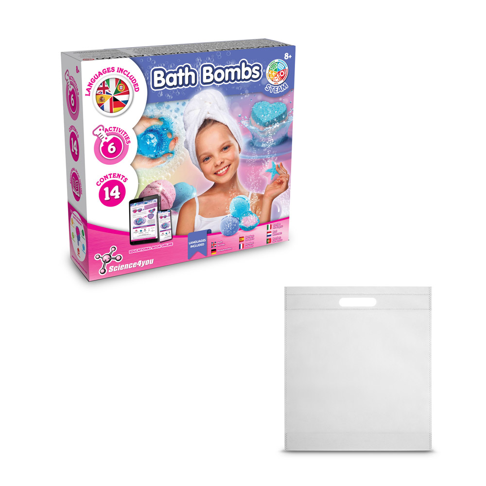 Bath Bombs Kit IV. Gra edukacyjna dostarczany z torebką prezentową z włókniny (80 g/m²) 35840_set