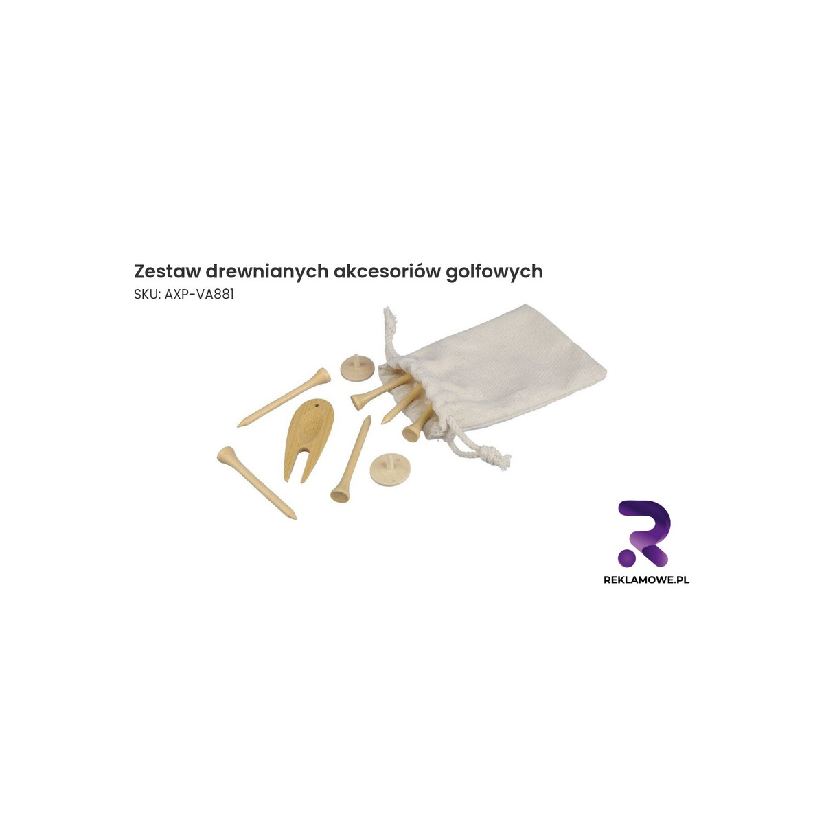 Zestaw drewnianych akcesoriów golfowych – elegancki komplet do golfa